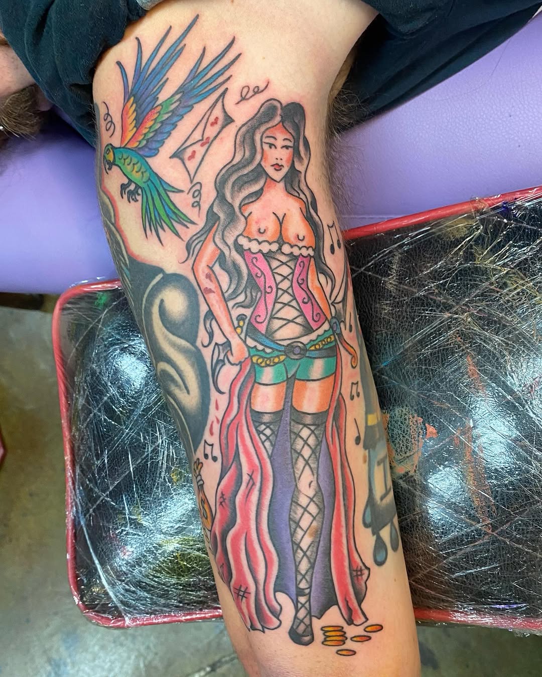 Pirate girl tattoo illustration